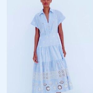 🌸 NWOT ZARA Summer Embroidery Dress – Size XL 🌸